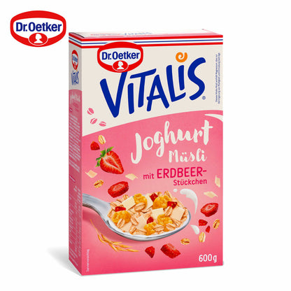 ヨーグルトミューズリー　ストロベリー、600g、ヨーグルト味のチップとドライストロベリー入り、保存料・合成着色料不使用